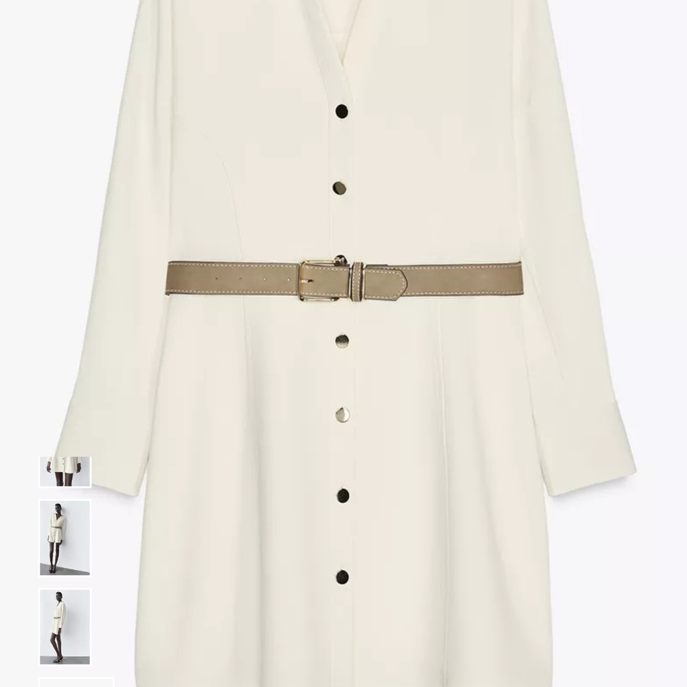 Zara Cream Belted Mini Dress - Picture 8 of 8